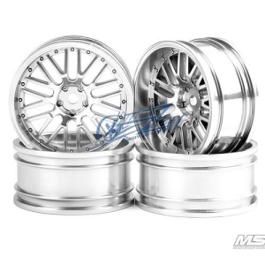102026FS MST Flat silver 10 spokes 2ribs RC 1/10 Drift Car Wheels offset8 (4PCS)