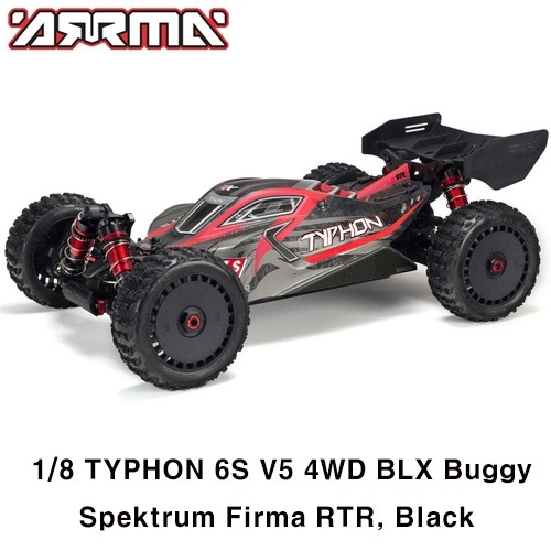 V5 ARRMA 1:8 TYPHON 6S V5 4WD BLX Buggy with Spektrum Firma RTR, Black