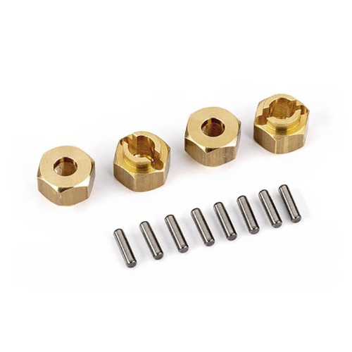 AX9750X Wheel hubs, 7mm hex, brass (1 gram each) (4)/ axle pins (8) TRX4M